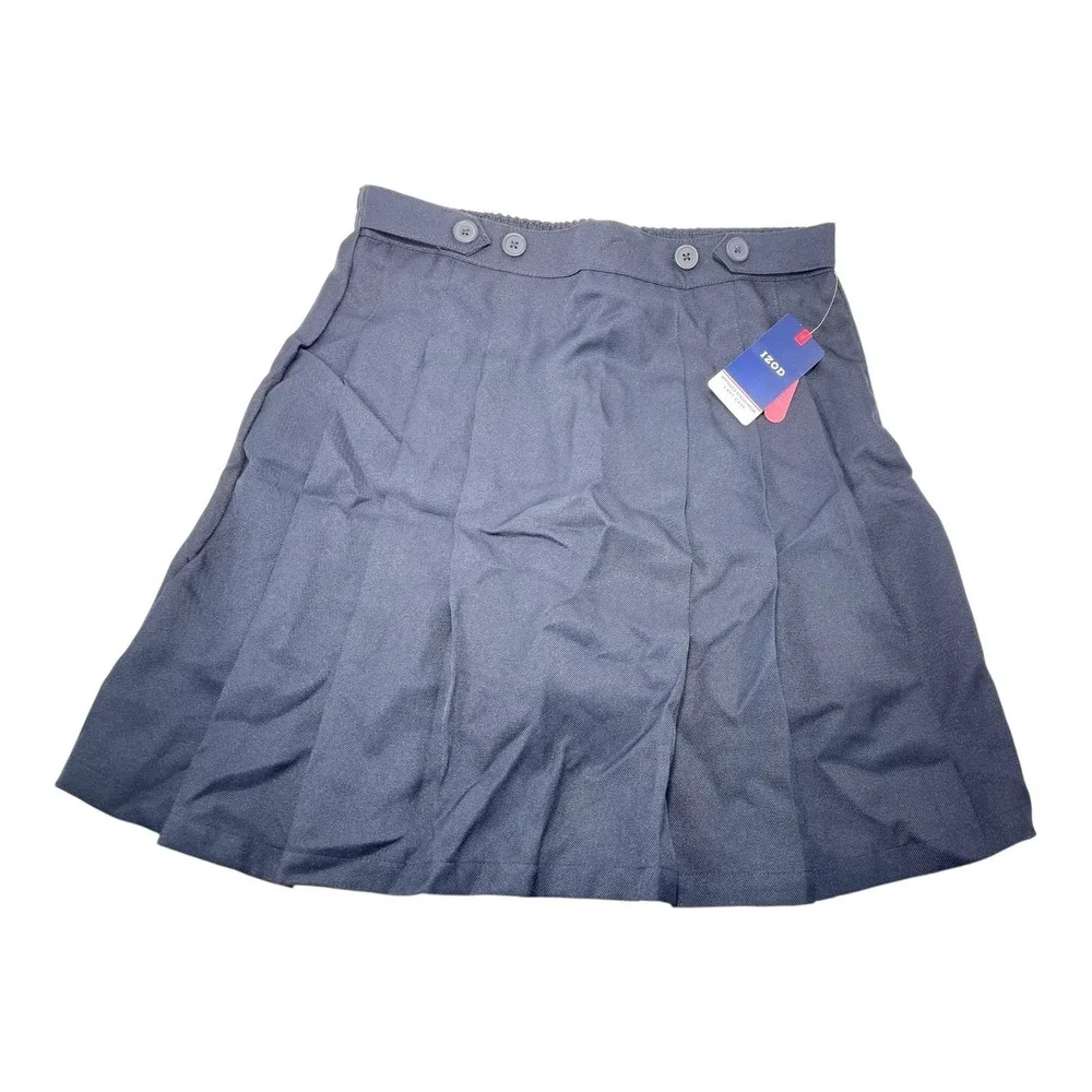 3pack NEW IZOD 18.5 Plus Navy Blue Pleated School Uniform Skort Button Waistband